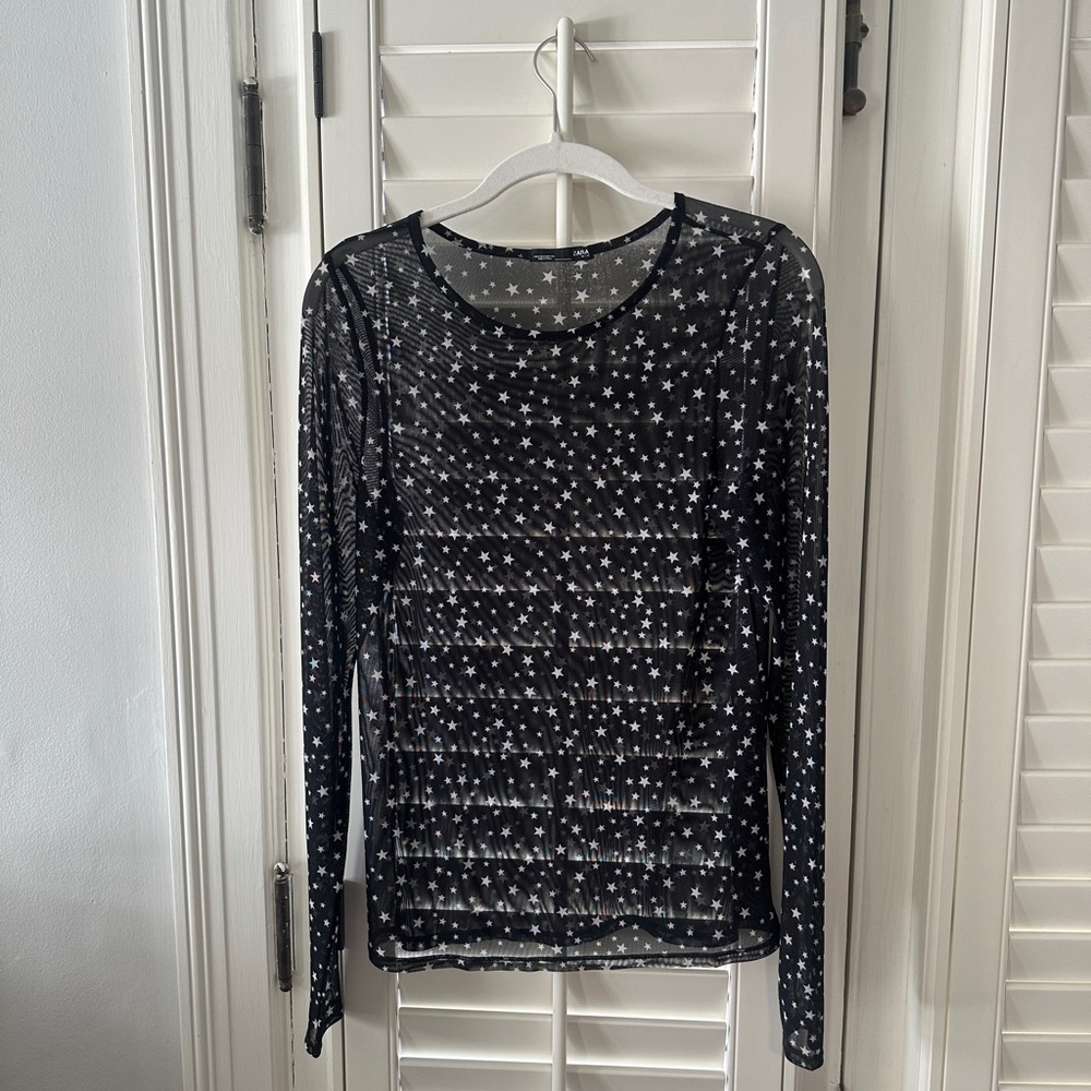 Black Star Mesh Top